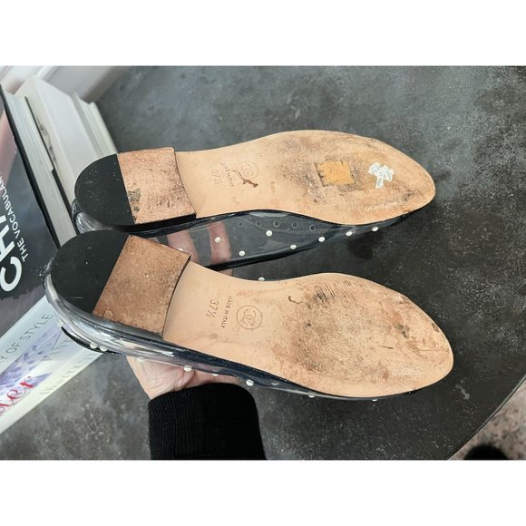 CHANEL CC Logo Clear PVC Pearl Flats 37.5 - Picture 5 of 8